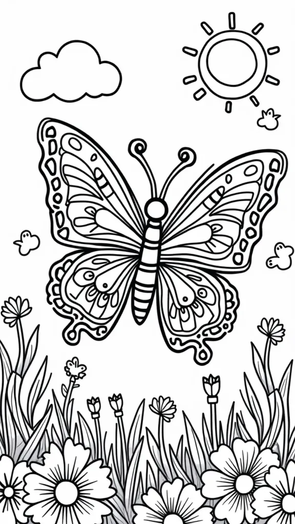 Páginas para colorear de mariposa preescolar